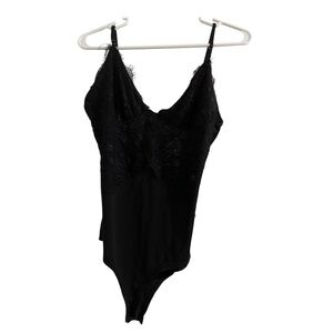 Nasty Gal Black women’s lace bodysuit, adjustable straps, v-neck, sexy and chic